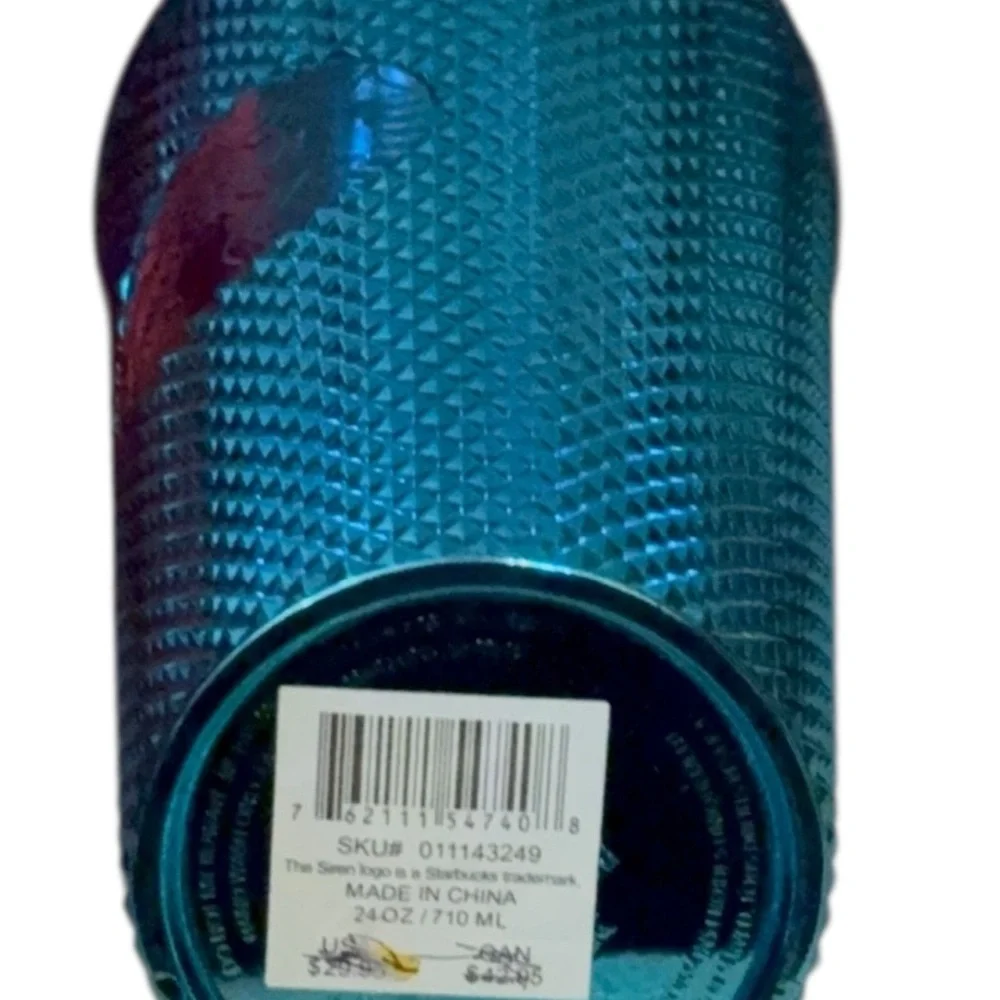 Starbucks 2023 Blue Chrome Studded Venti 24oz Cold Cup Tumbler